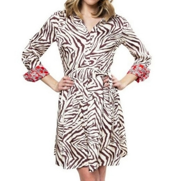 🆕️ Julie Brown Rizzo Animal Print Long Sleeve Button Down Dress SIZE: 4 - Picture 16 of 16